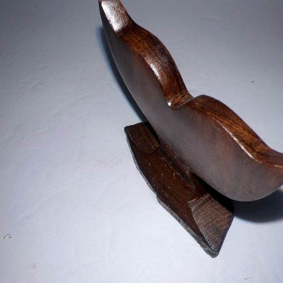 Hand Carved Ironwood Dolphin Figure Whale Tale Brown Wood Ocean Mammal 3x3.5” - Picture 5 of 6